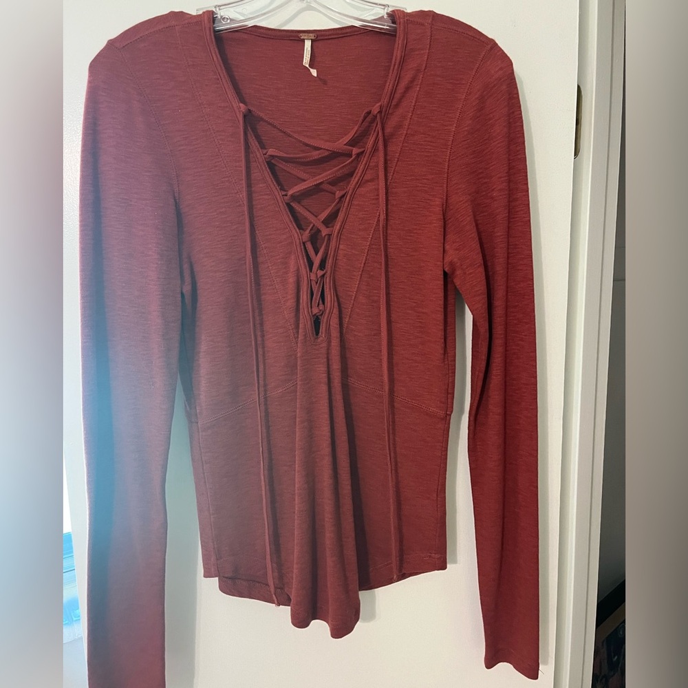 Women's Lace-Up Rust Top